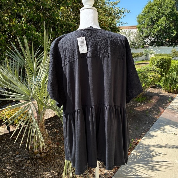 Torrid Black Babydoll Top with Lace Eyelet NWT Torrid Size 3 US size 3X - Picture 2 of 8